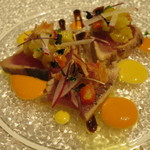 リストランテ サクラ - カツオ、野菜のマリネ、パンチェッタ、パプリカのソース