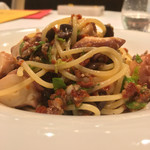 Casa del cibo - 真蛸とドライトマト、黒オリーブのスパゲッティ
