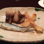 鮨 波やし - 鮪横隔膜、エイヒレ、稚鮎