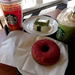 スターバックス・コーヒー - ﾄﾛﾋﾟｶﾙﾏﾝｺﾞｰﾊﾟｯｼｮﾝﾃｨｰ&ｽﾄﾛﾍﾞﾘｰﾄﾞｰﾅﾂ・抹茶ｸﾘｰﾑﾌﾗﾍﾟﾁｰﾉ&抹茶ケーキ