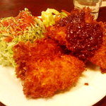 四季 - アジフライ、ハムカツ定食