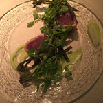 ラカーヴデランパール - カツオのカツレツ 空豆のソース