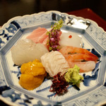 稲穂 - 向付 トロ 平目 雲丹 槍烏賊 甘海老