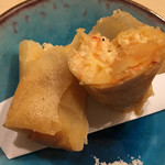 旬菜 おぐら家 - 生桜海老と新生姜の真丈春巻揚げ