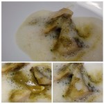 食堂セゾンドール - ＊立派な黒鮑と合馬の筍が盛られています。下には肝ソースがタップリ。 これも美味しい。