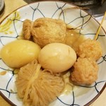 常夜燈 - えび天、たまご、糸こん、いも、ふくろ