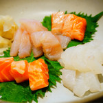 よねさん - お造り ヒラメ、アイナメ、北海サーモン