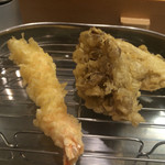 天生 - トップバッターの海老、舞茸