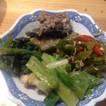 旬菜・旬魚 なかむら - 茄子のそぼろあんかけ、胡麻和え、ぬた、ピーマン