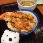 Tendon Tenya - 冬のご馳走天丼(本ずわい蟹、海老、金目鯛、真鱈の白子) 小そばセット