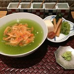 天麩羅 巽 - 天茶、桜海老かき揚げ、香の物