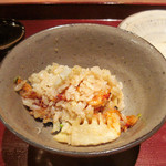二条城ふる田 - おかわり。桜海老/うすい豆/筍(大原野)ご飯。