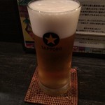 麺やBar 渦 - だれやめセットのビール