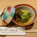 Minoyaki Washoku Kappou Nidaime Naniwa - 2017.06 そら豆、グリーンアスパラ、豆腐