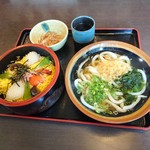 Teuchi Udon Hyakunenya Kazu - ちらし寿司セット（720円）2017年5月