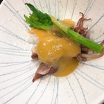 かわせみの宿 - 菜花と独活と蛍烏賊の酢味噌かけ