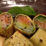 創作レストラン 一刻 - アボガドとサーモンコリネの湯葉巻き