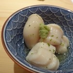 鮨 さかい - ◆桜鯛の白子、お浸しで・・もう名残だそうですが、温かいと癖が出るそうで冷たくして出されました。 滑らかな食感でいいお味。