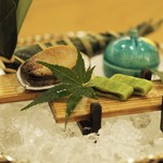 乃り英 - 八寸（粽胡麻豆腐・インゲン胡麻和え・白瓜松前押・トコブシ）