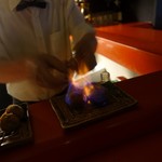 串の宝山 - デザート串をフランペ♪