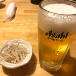 Shokunoyorozuya Gochiya - お通し・生ビール