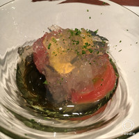 鉄板焼き いわ倉 - 絹もずく・海鼠・トマト・丸ズッキーニ・グレープフルーツのジュレで