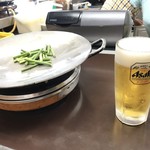 てっちゃん鍋 やすもり - 生ビール 450yen