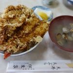 伊豆家 - 天丼　1200円　＋　大盛　100円　＋　味噌汁　100円