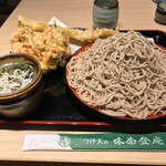 味奈登庵 - もりそば大盛り＋穴子天ぷら＋かき揚げ天ぷら！