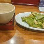 蔵元 豊祝 - まずは無上盃とバター豆の卵とじ