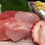 魚盛 - ★本日のランチ（刺身 まぐろ・平目・いわし・たこ盛合せ・850円)★刺身