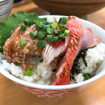 きくや - 限定：金目鯛とカワハギ肝和えの相盛り丼 350円