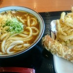 丸亀製麺 - カレーうどん大   かき揚げ+ちくわ天