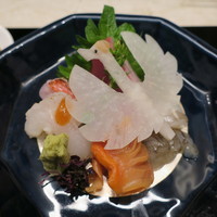 ふじ原 - お造り盛り：鰹 金目鯛 鱧 赤貝 生蝦蛄 烏賊 鮪2