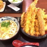 丸亀製麺 - デカ盛り天丼とかけ（並）