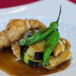 ヌーベルシノワ Ishibashi - 【大菜（おもなるれうり）、海鮮（うみのさち）】、醋溜海鰻（はむあまずあんかけ）、獅子辣椒（しゝたうがらし）＋西葫蘆（ズッキーニ）