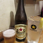 立ち呑みのさのや - 瓶ビールとチューハイレモン