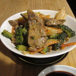 立ち呑みのさのや - ゴーヤと茄子と豚肉甘辛みそ炒め 240円　(2017.5)