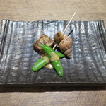 原宿 sora an - いんげん胡麻だれ、穴子の煮こごり、ばい貝のうま煮（お通し）