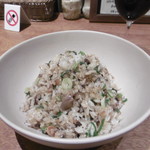 鉄板焼き Oribe - ガーリックライスと赤グラス