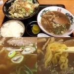長ちゃんラーメン - 野菜炒めセット930円/正油ラーメン