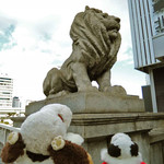 ブルックリン ロースティング カンパニー - そして難波橋と言えば、橋の南北四隅に設置されている
      ライオンの石像が有名！難波橋は地元の人からは
      通称、ライオン橋と呼ばれてるよ。
      
      ちびつぬ「ライオンさん、ライオンさん～」