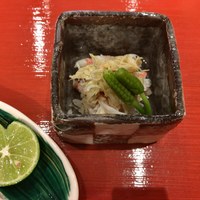 鈴なり - ②毛蟹のほぐしかぼすをかけて