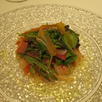 リストランテ サクラ - キジハタ（アコウ）のカルパッチョ　サルディーニャ産ボッタルガ