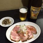 麺処 晴 - ビールとチャーシュー