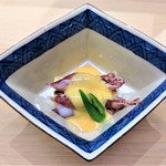 味 ふくしま - 『ホワイトアスパラとホタルイカの黄身酢がけ』～!! ぷりっぷりの富山産のホタルイカと黄身酢との相性が抜群～♪( ^o^)ﾉ　 