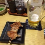 炭火焼淳晴 - 手羽＋ビール