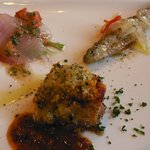 La cucina del Covo - 前菜３種(カンパチ、チカのマリネ、鶏のパン粉香草焼き)