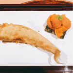 萬 - 海苔 うに乗せと鱧