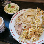 無添さぬきめん あじ豊 - 「かき揚天ざるうどん」（650円）。ムスメ2号とヨメはコレと「とり天」（230円）。